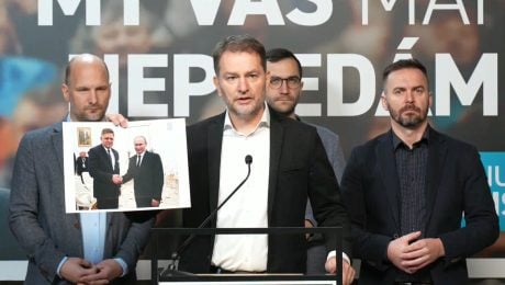 Na snímke poslanci hnutia Slovenska (zľava) Gábor Grendel, Igor Matovič, Július Jakab a Michal Šipoš.