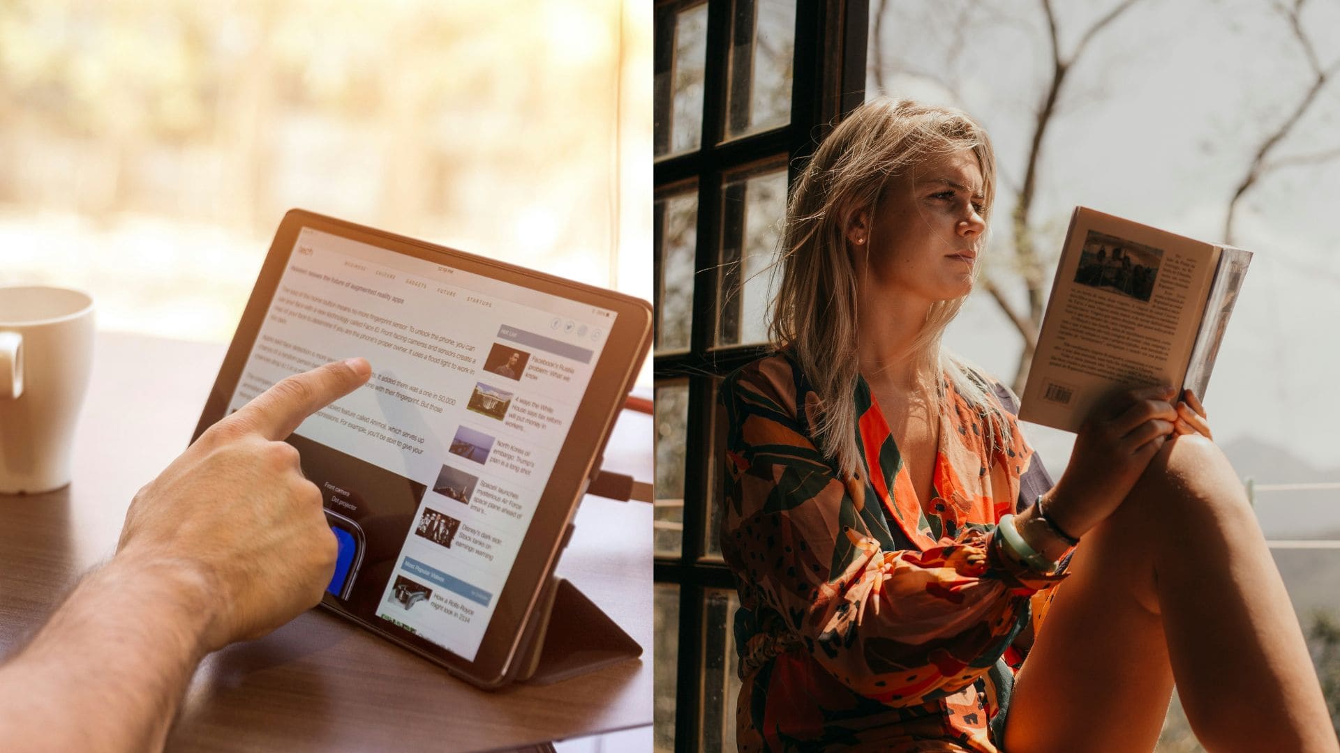 kniha, čítanie, žena, číta, tablet, internet