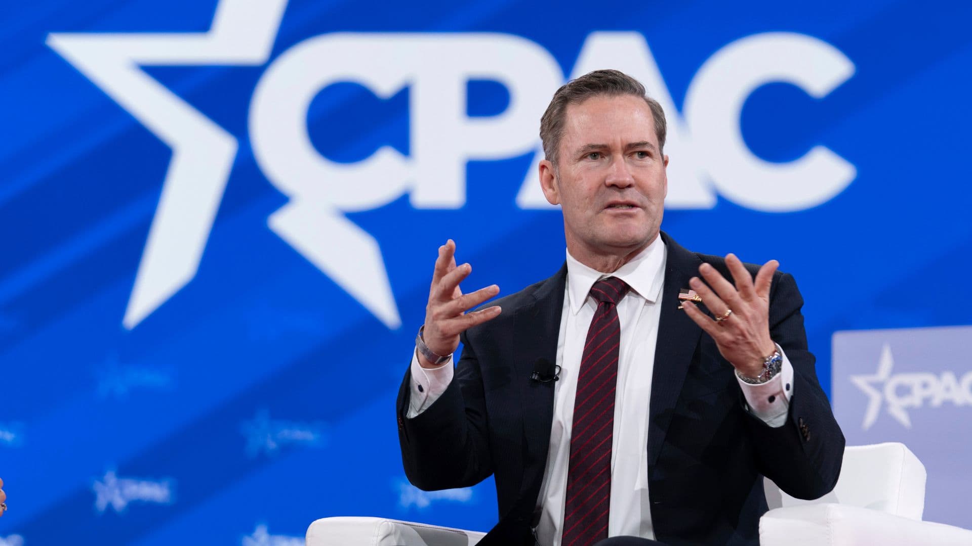 Poradca prezidenta USA pre národnú bezpečnosť Mike Waltz na Konferencii konzervatívnej politickej akcie (CPAC) vo Washingtone v piatok 21. februára 2025