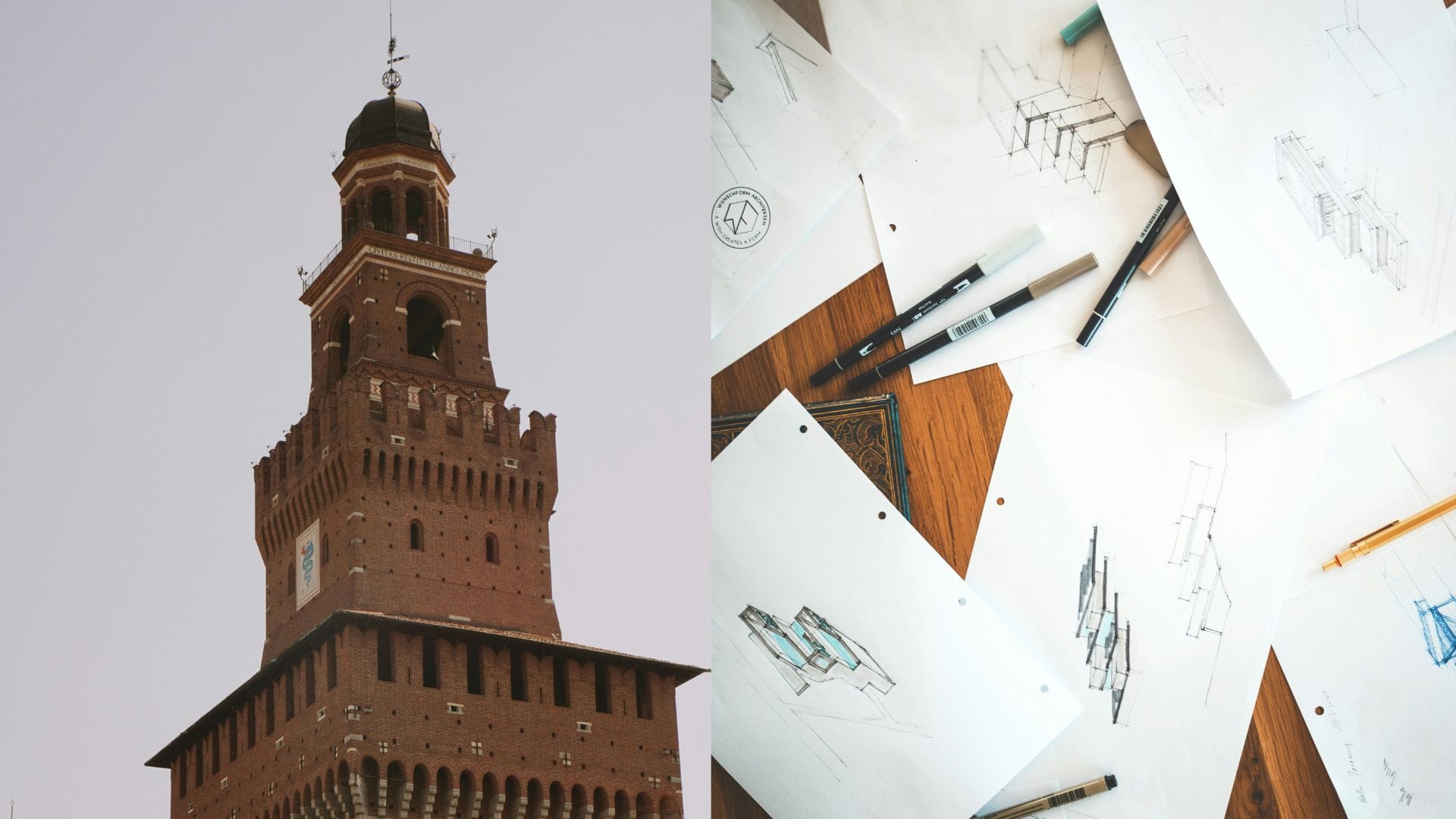 budova, architektura, skice, skica