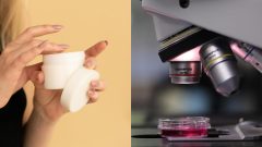 na snimke je krem, mikroskop