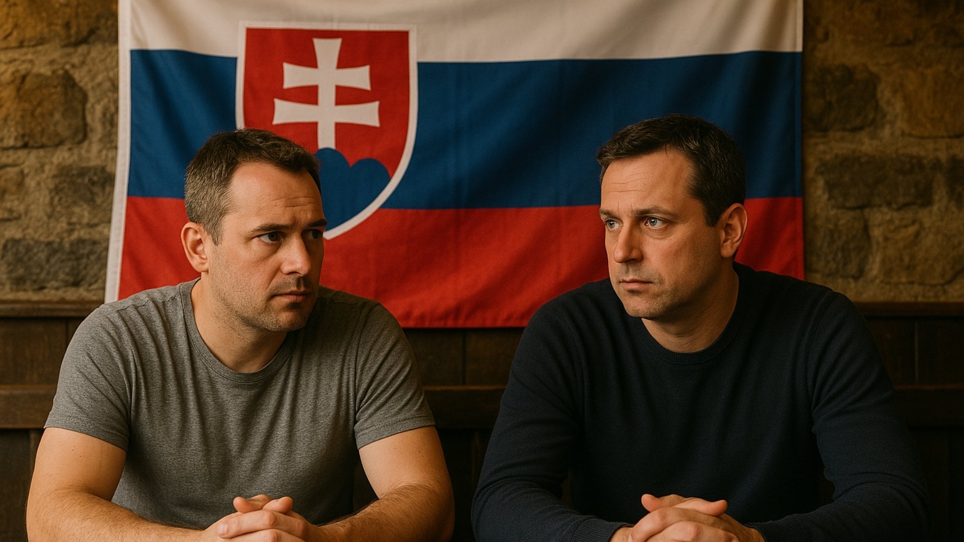 dvaja muži sedia v krčme