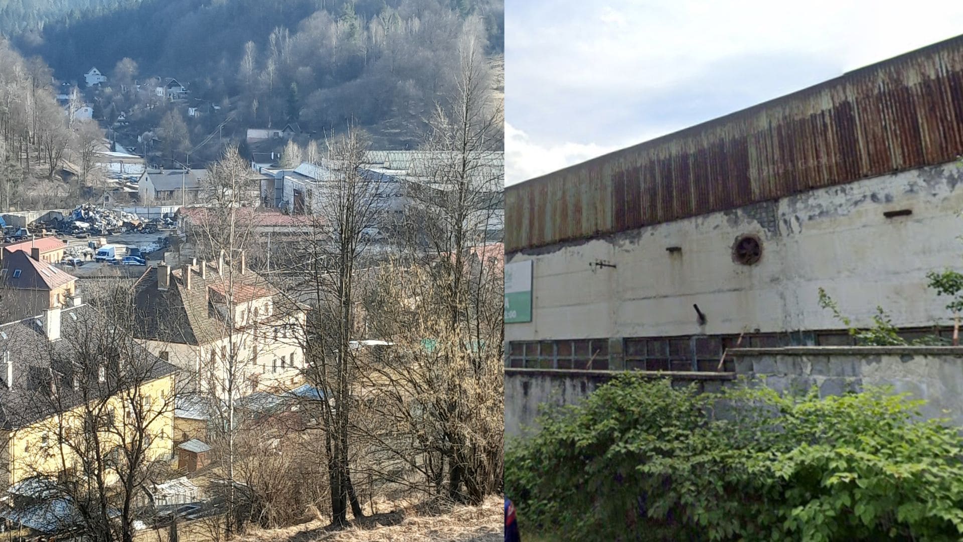 Na snímke miesto, kde má byť zariadene a pohľad na priemyselný park v Parkovciach.