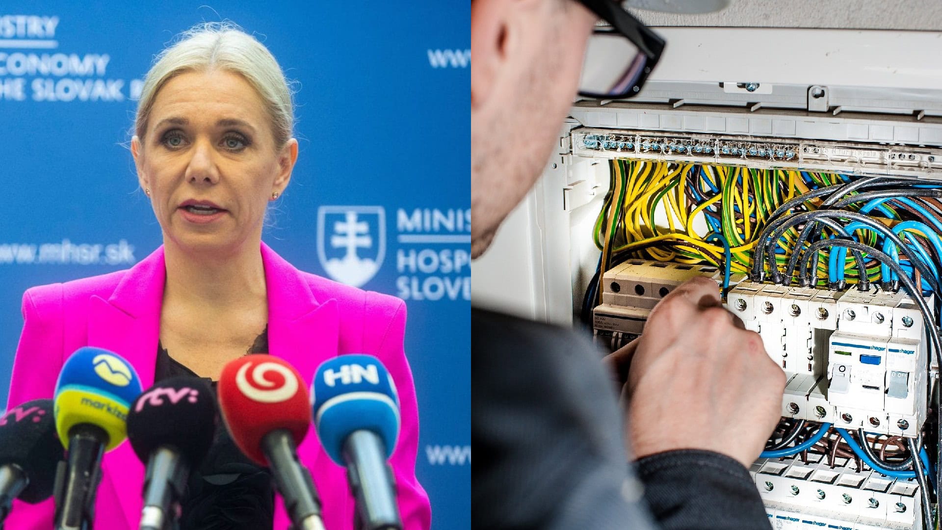 Na snímke ministerka Denisa Saková a elektrikár