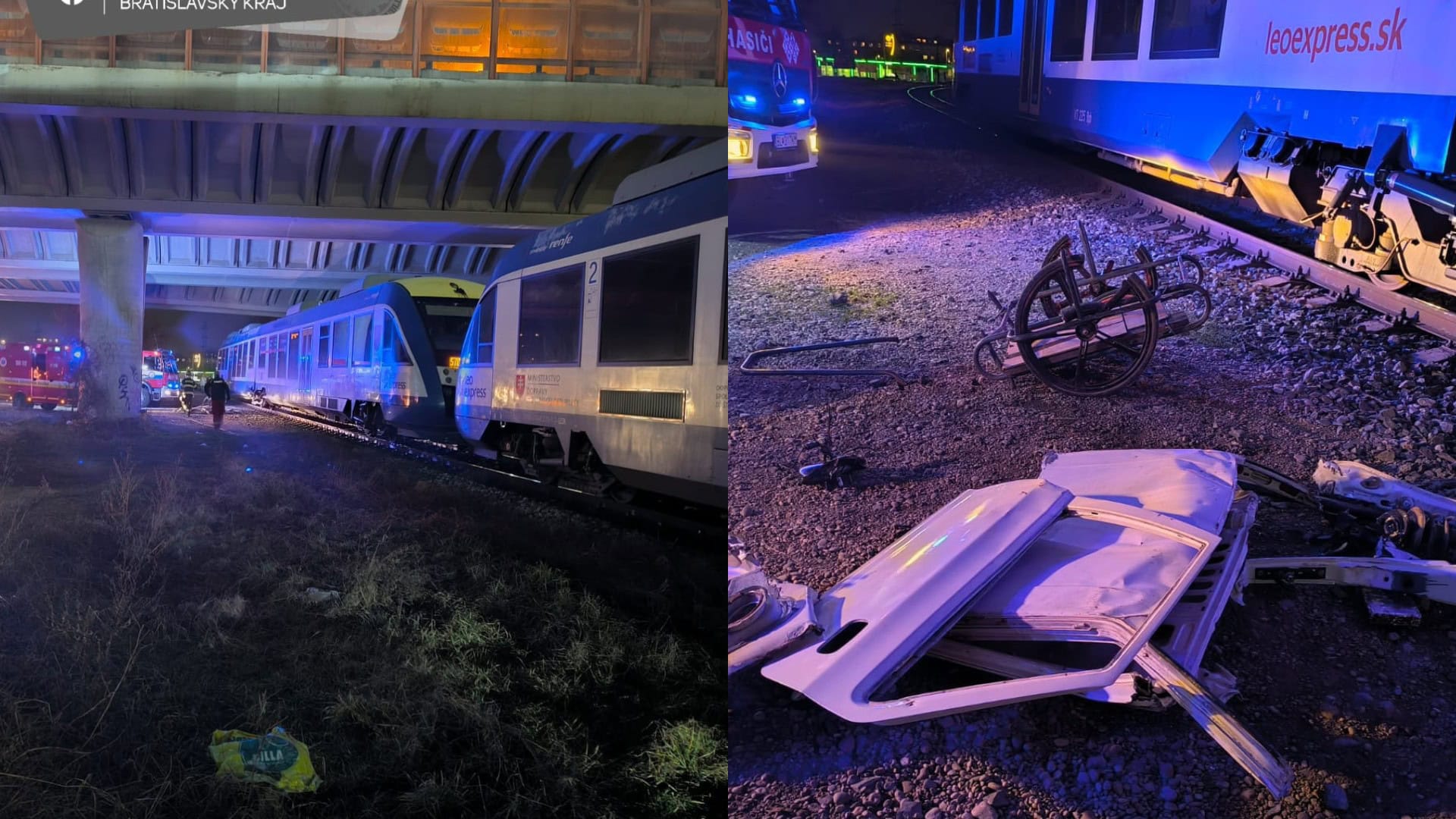 V Bratislave pri železničnom priecestí Vrakunská cesta-Ivánska cesta došlo k zrážke vlaku s ručným vozíkom