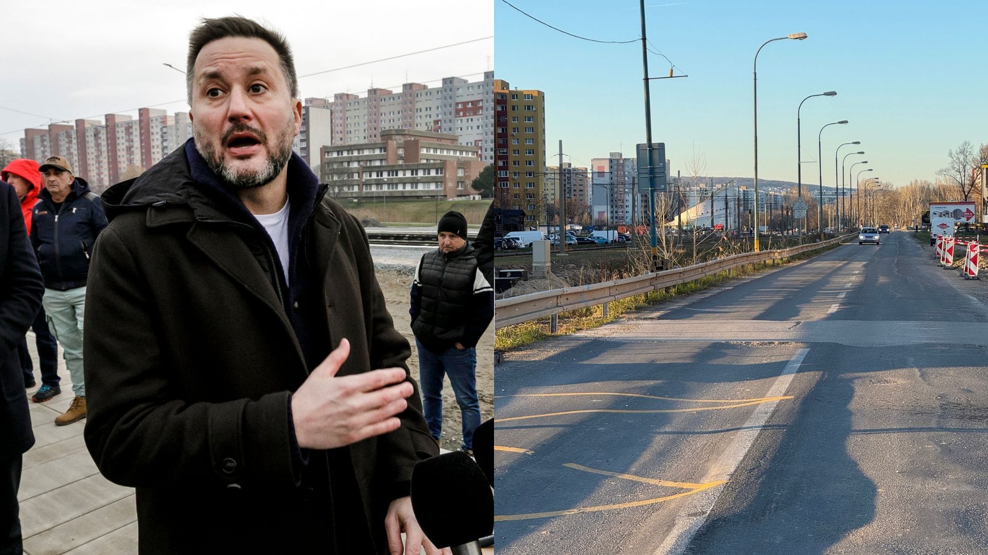 Na snímke Matúš Vallo a električková trať v Petržalke.