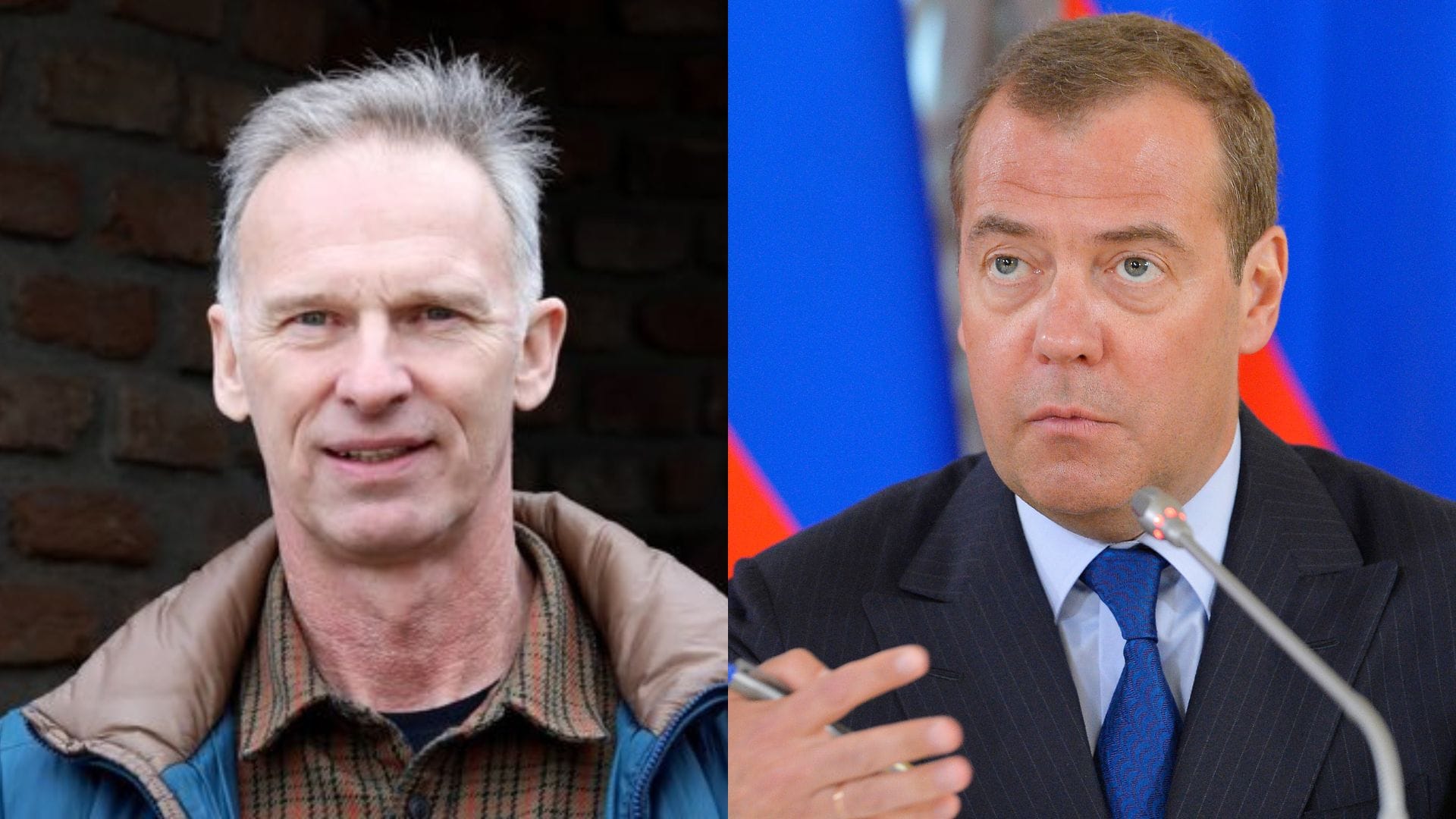 Na snímke bývalý hokejový brankár ČR Dominik Hašek a exprezident Ruska Dmitrij Medvedev.