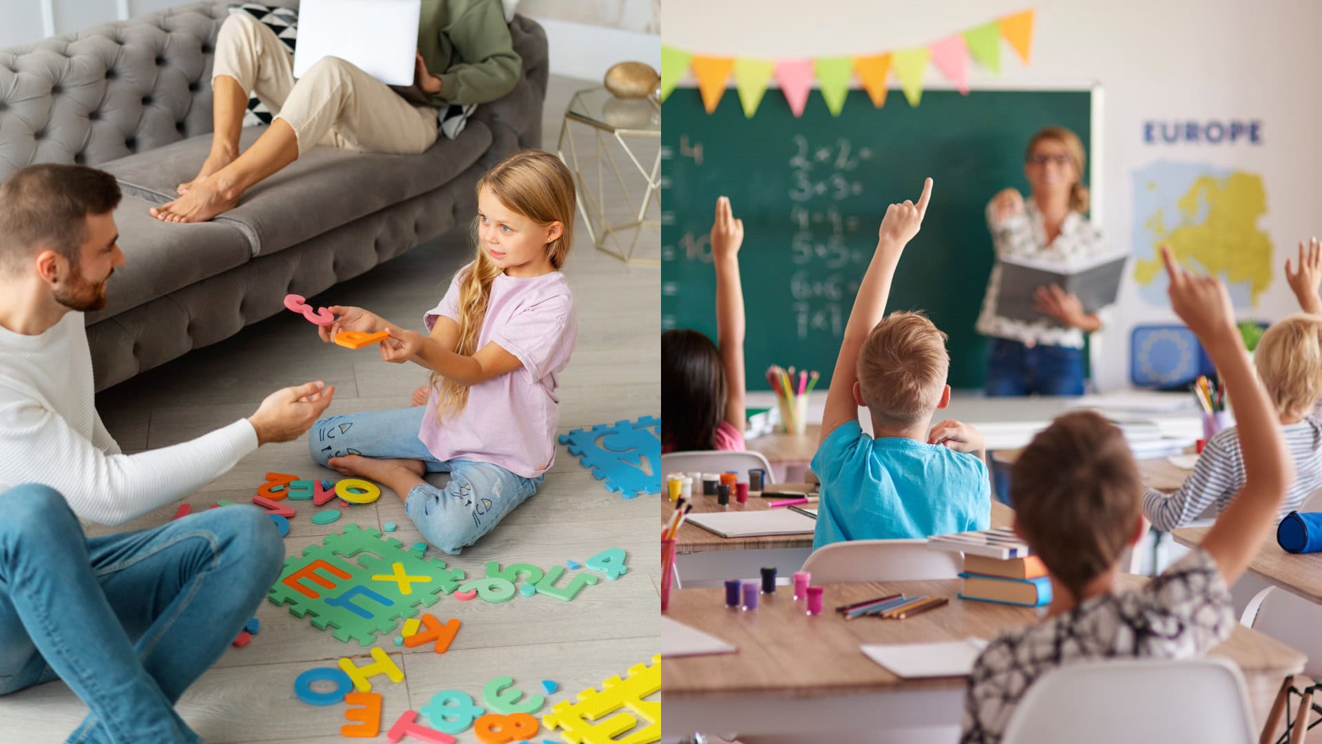 dievča s otcom, škola