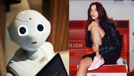 na snimke je robot a dua lipa, umela inteligencia