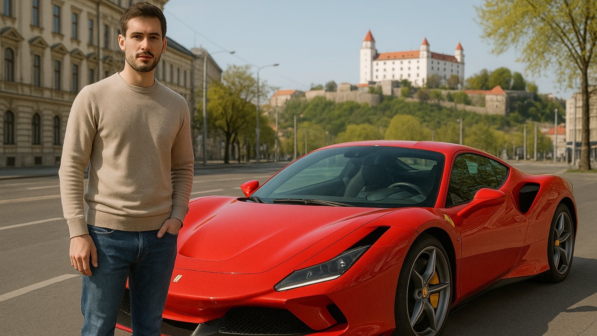 Muž a Ferrari