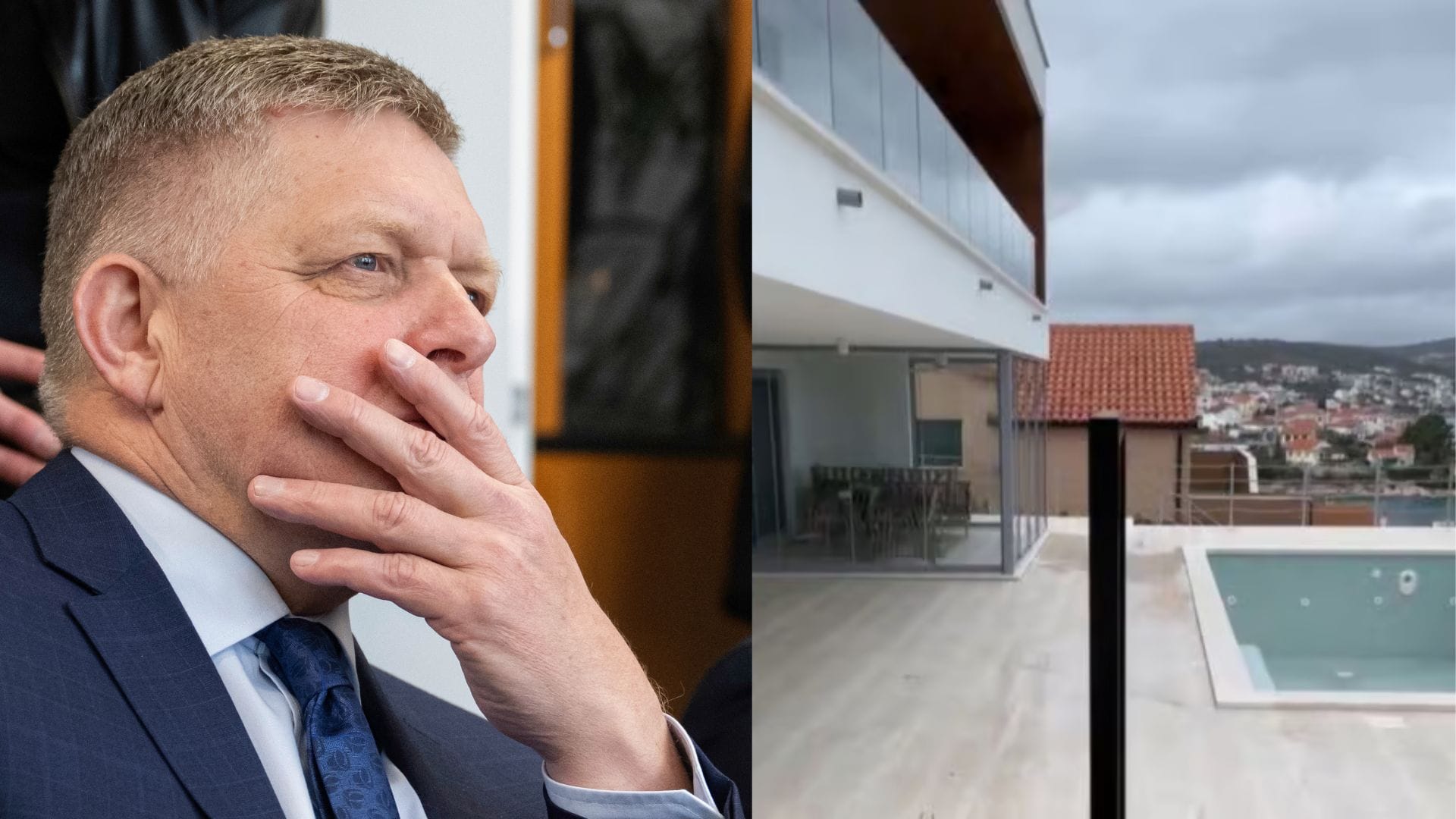 Na snímke premiér Robert Fico a vila v Chorvátsku, kde chce údajne dovolenkovať.