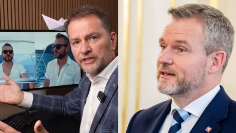 Na snímke líder hnutia Slovensko Igor Matovič a prezident Peter Pellegrini.