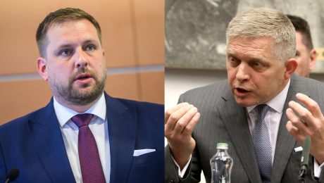 Na snímke minister zdravotníctva Kamil Šaško a premiér Robert Fico.