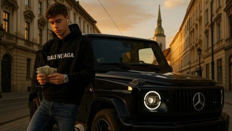 Mladý chlapec a Mercedes