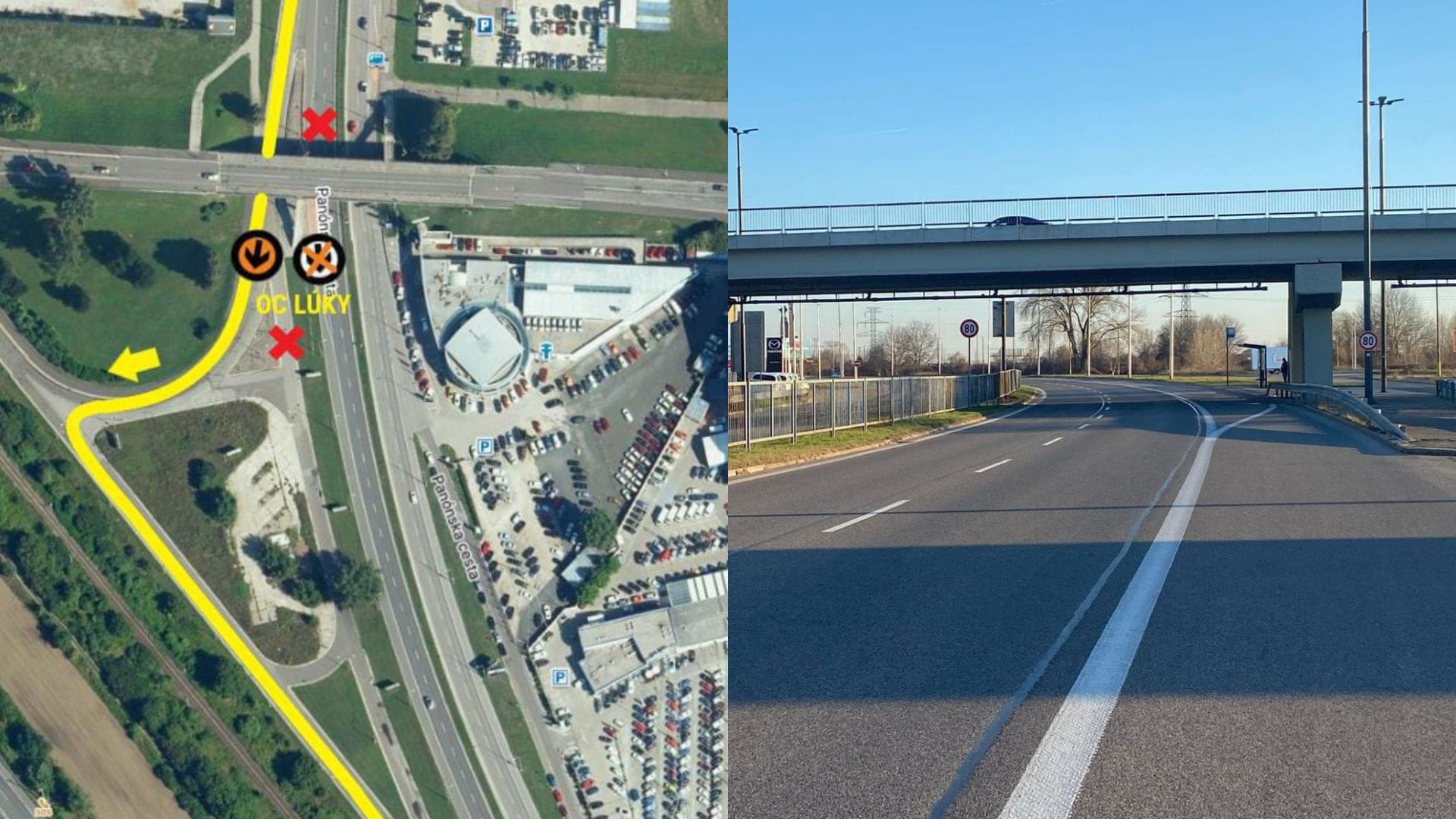 Uzávera cesty v Petržalke