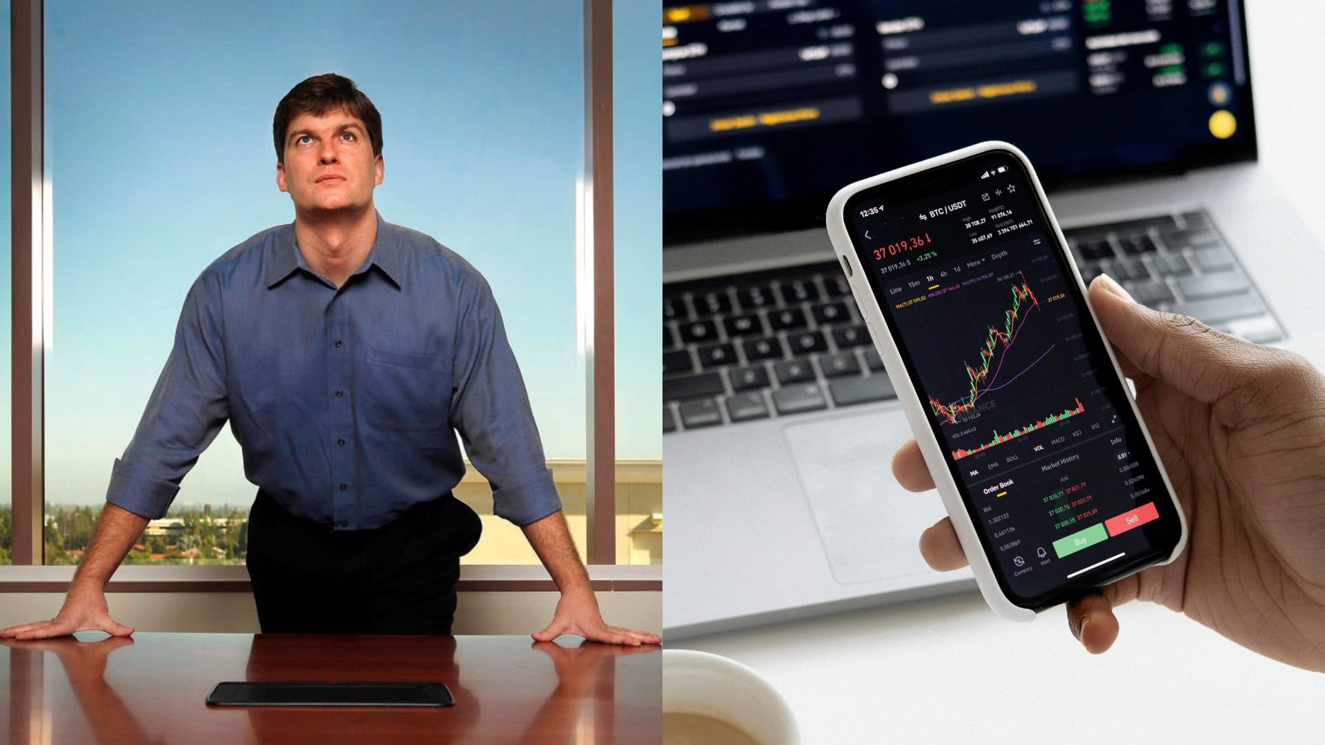 na snimke je michael burry, stock, akcie