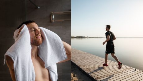 studená sprcha benefit, muž po sprche, beh