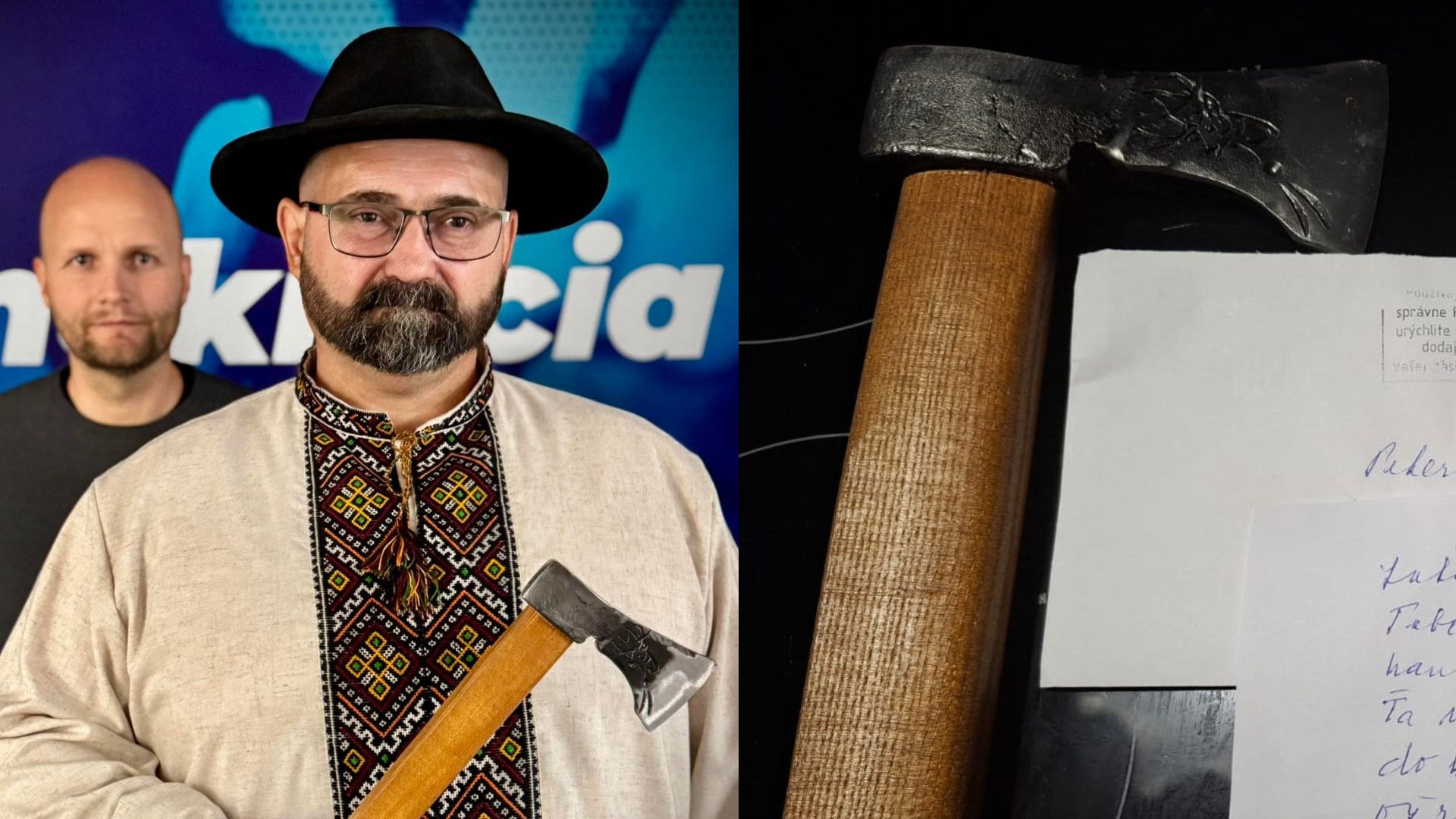 Na snímke Peter Laťák a list, ktorý mu prišiel do schránky.