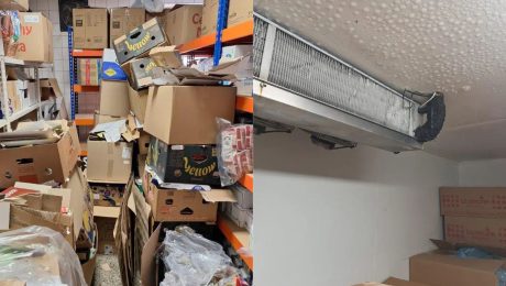 Nevyhovujúca hygiena skladovania, Nadmerná námraza na strope v mraziacom boxe