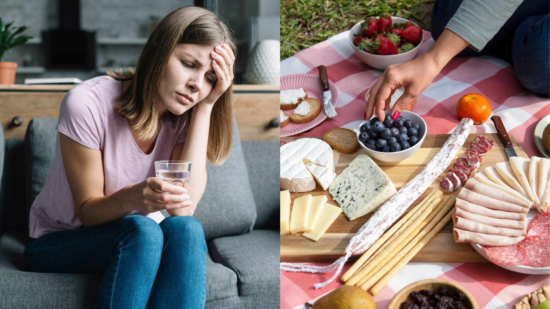 žena, migréna, potraviny