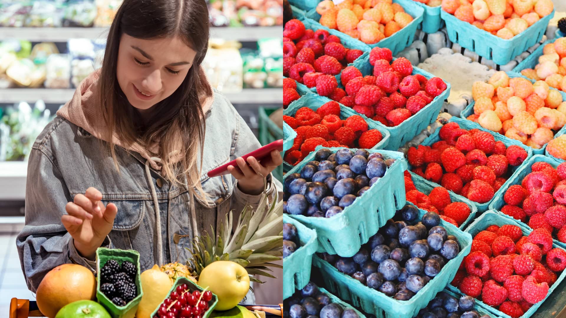 obchod,, ovocie, žena