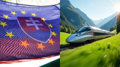 európska vlajka, slovenská vlajka, vlak