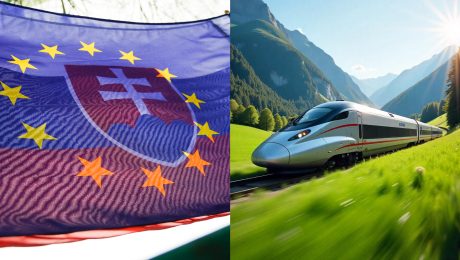 európska vlajka, slovenská vlajka, vlak