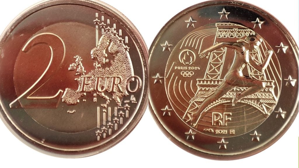 dvojeurová minca Francúzsko letné olympijské hry