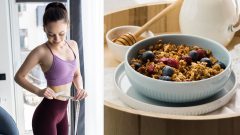 mladá žena si meria pás, ultraspracované potraviny