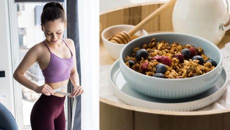 mladá žena si meria pás, ultraspracované potraviny