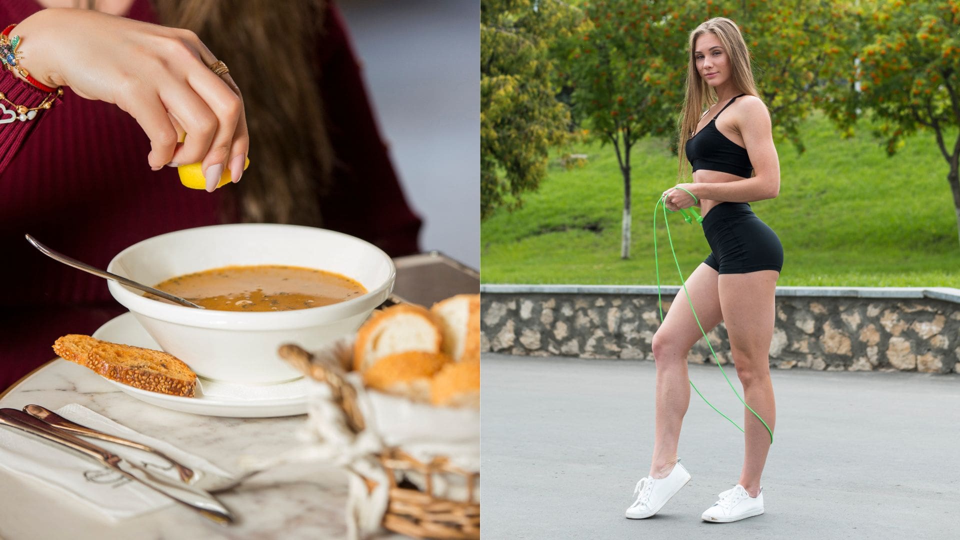 polievka a štíhla žena