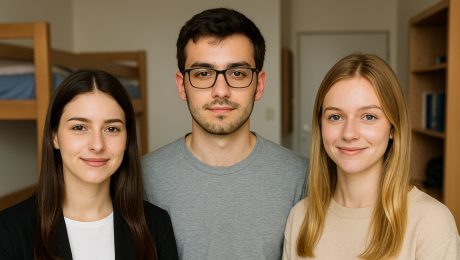 na snimke je trojica studetov, internat