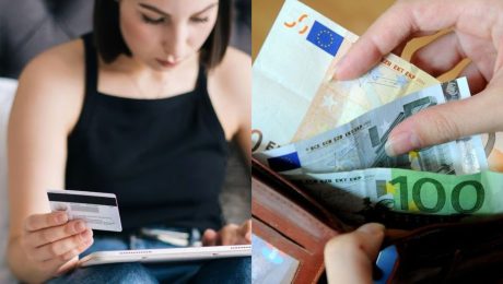 Žena s kartou v ruke, peniaze