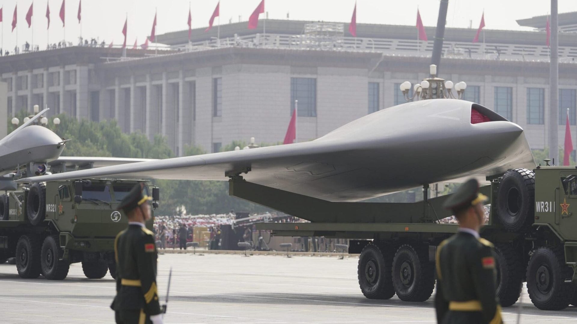 80. výročie víťazstva Číny vo vojne s Japonskom, Na snímke čínsky bojový dron GJ-11