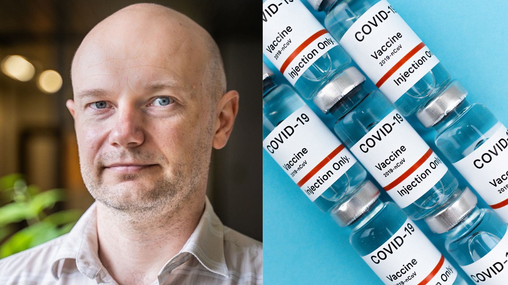 Na snímke virológ Boris Klempa a vakcíny proti covidu.