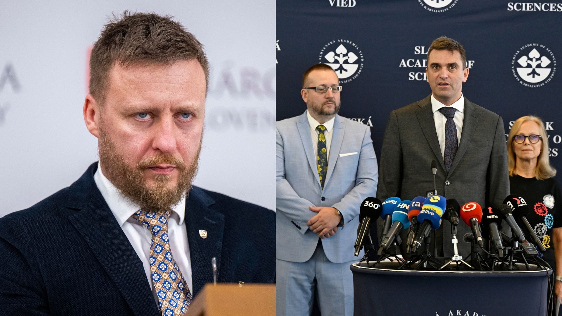 Na snímke splnomoecnenc vlády Peter Kotlár a vedci zo SAV.