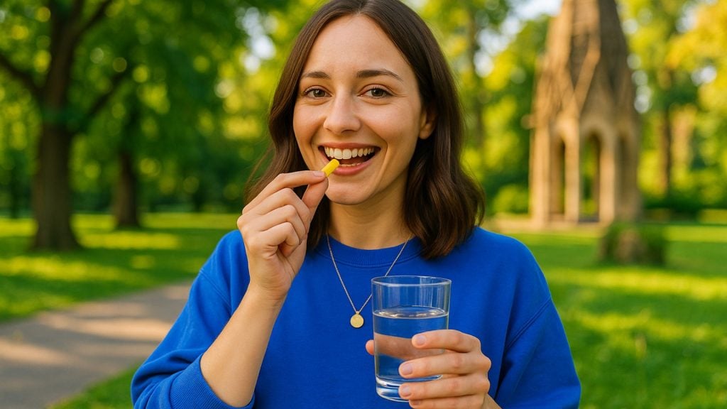 žena berie vitamín