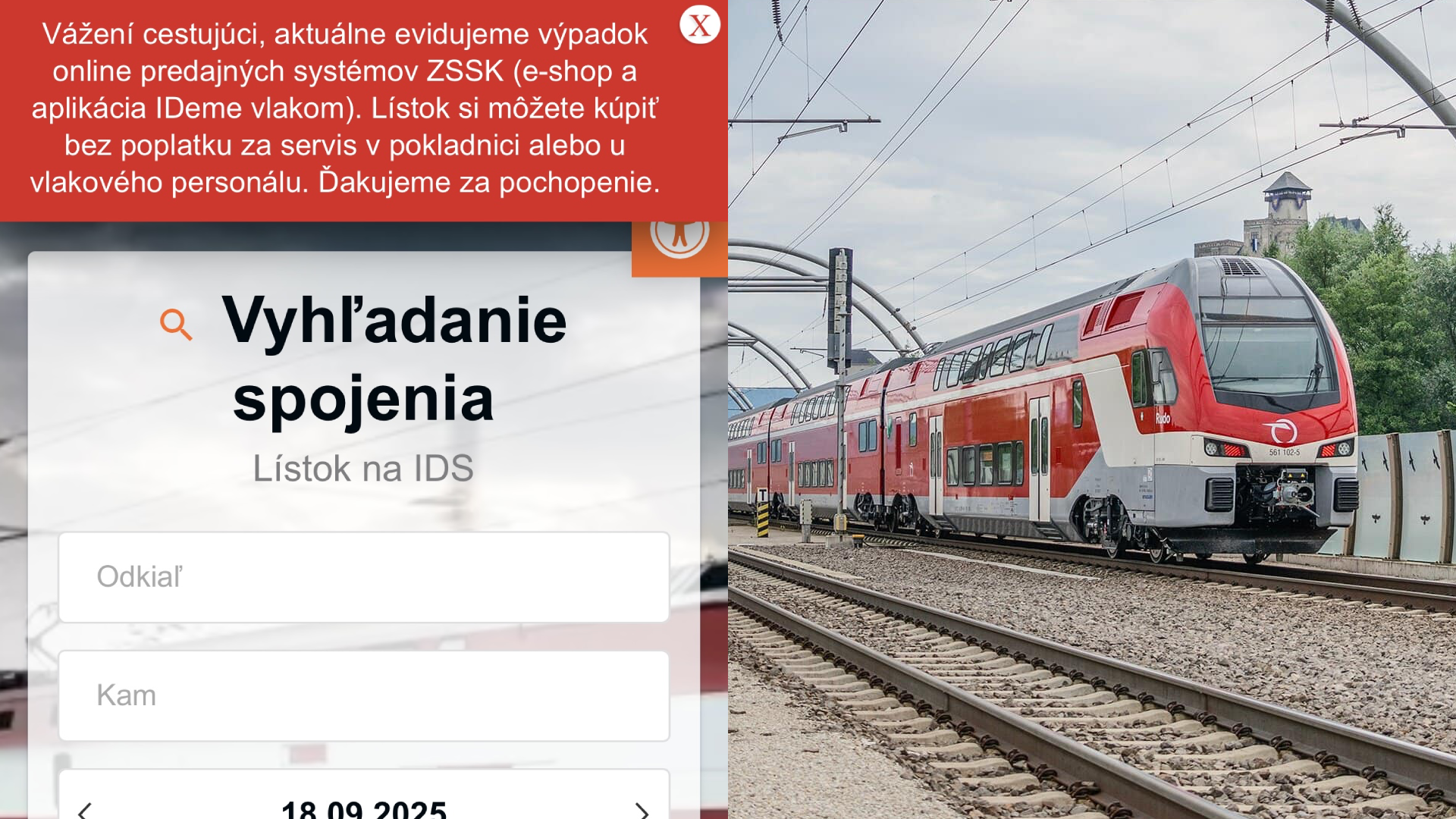 zssk, výpadok, vlak