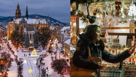 Ilustračné foto: Na snímke mesto Košice v zime a návštevníčka vianočných trhov v Bratislave