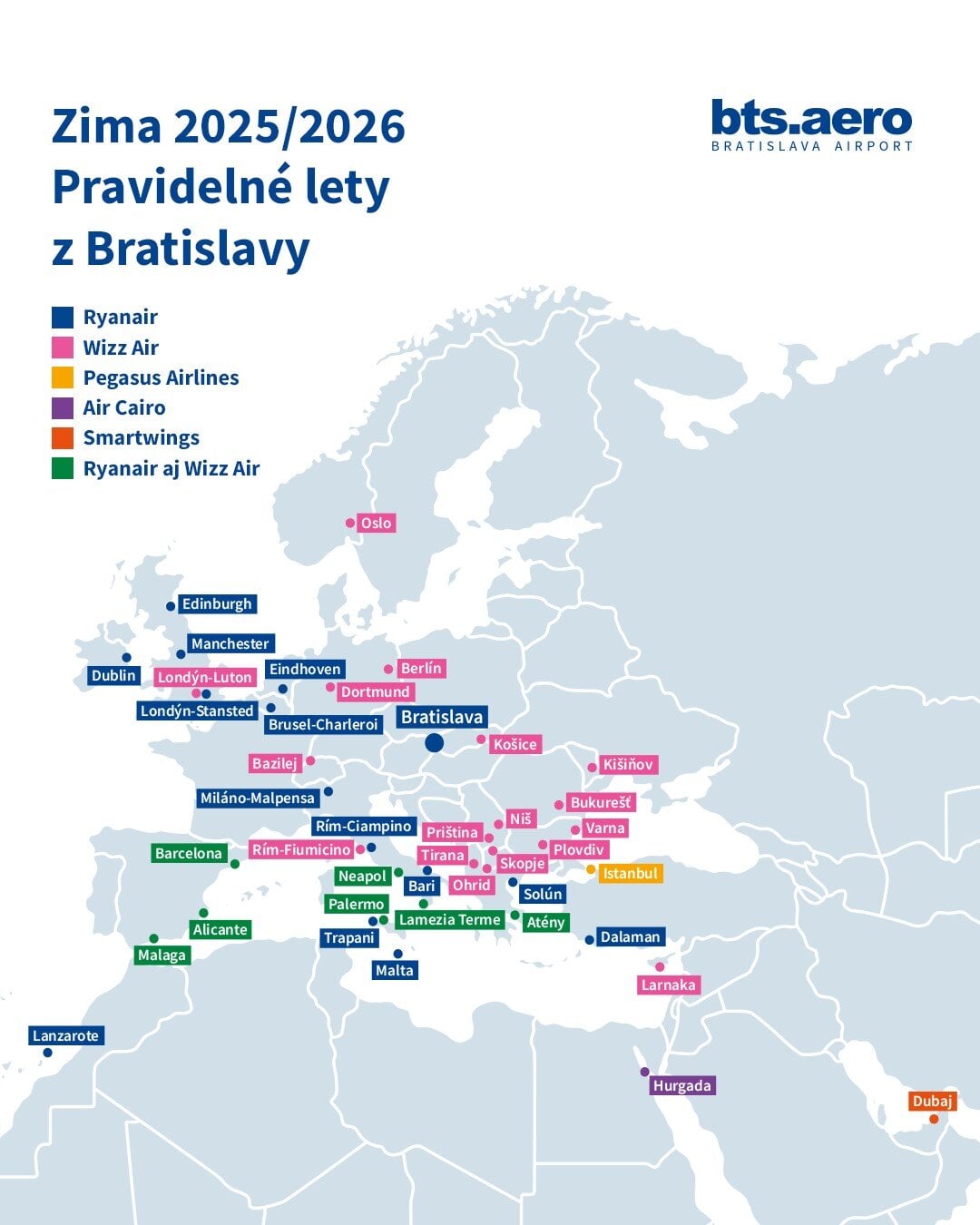 Nové lety z letiska v Bratislave