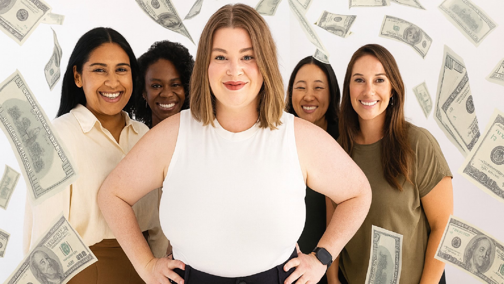 finančná expertka obklopená ženami