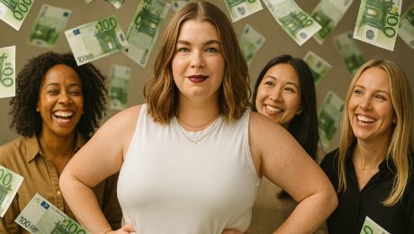 finančná expertka obklopená ženami, ktorým pomáha dosiahnúť finančnú slobodu