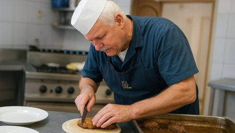 dôchodca pracuje v kuchyni