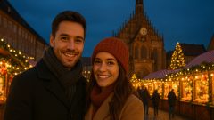 pár na vianočných trhoch