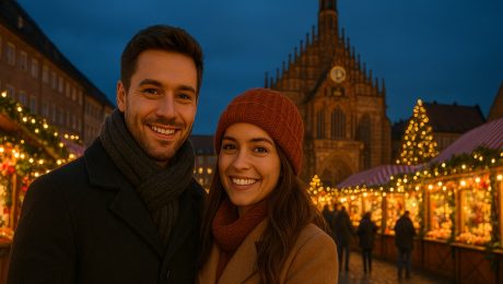 pár na vianočných trhoch