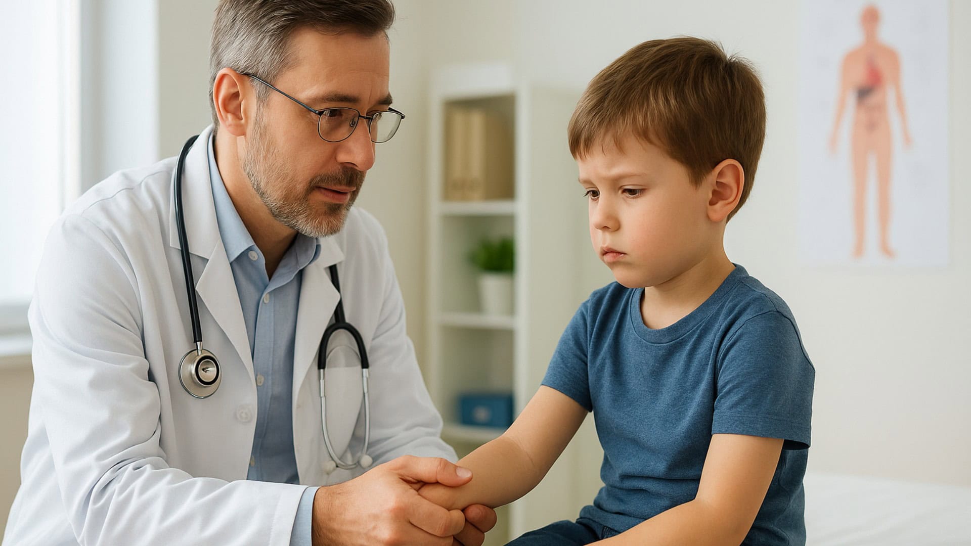 Lekár ošetruje dieťa