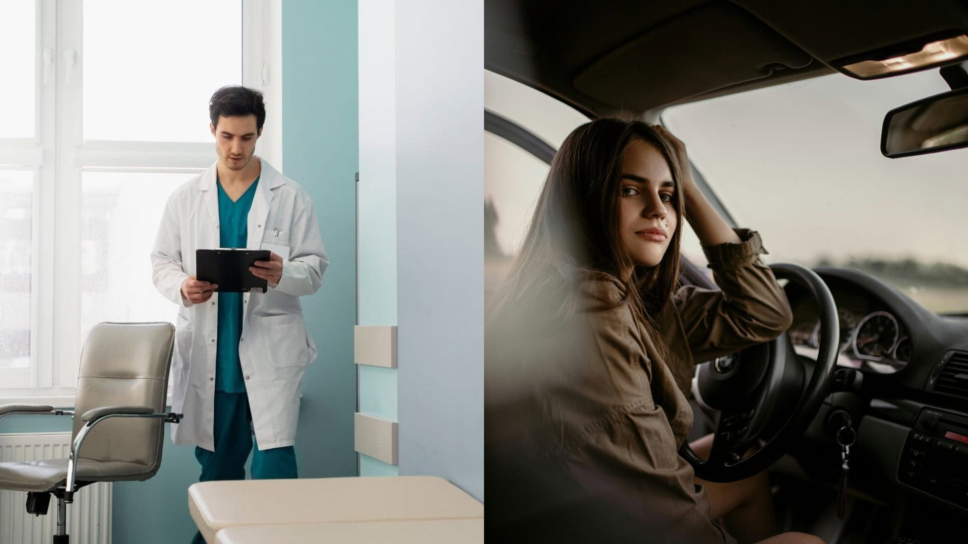 lekár, vodička, auto