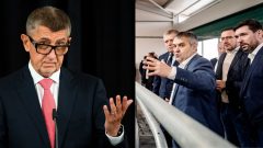 Na snímke Andrej Babiš a Robert Fico s Richardom Takáčom na otvorení závodu v Horných Odbokovciach.