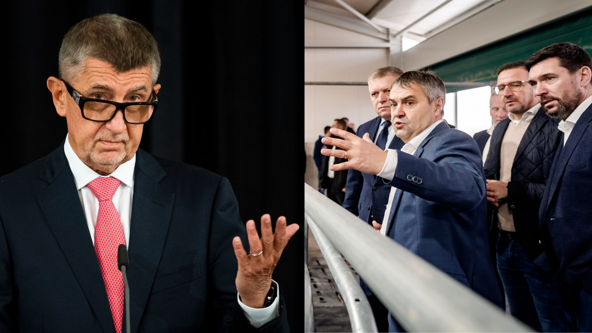 Na snímke Andrej Babiš a Robert Fico s Richardom Takáčom na otvorení závodu v Horných Odbokovciach.