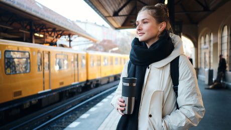 žena, dievča, vlak, cestovanie